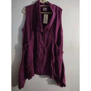 COMPLETO LINO by Arthurio Eggplant Purple Linen Tunic Vest Women's M Lagenlook